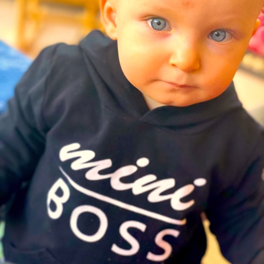 “Mini Boss” Black and White Unisex Hoodie 2T